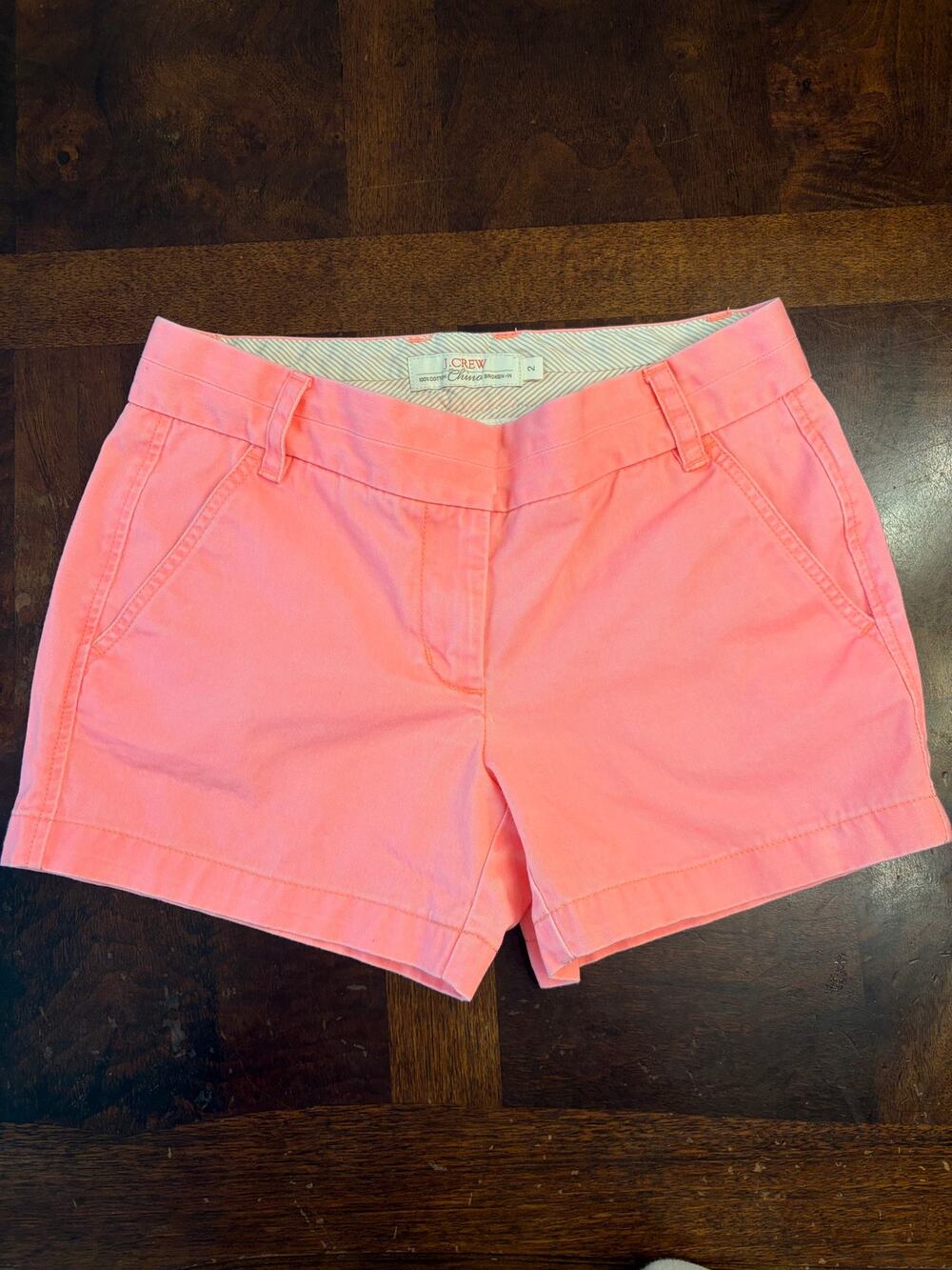 J.Crew Broken-In Chino Shorts Size 2 Coral Pink Preowned Y2K
